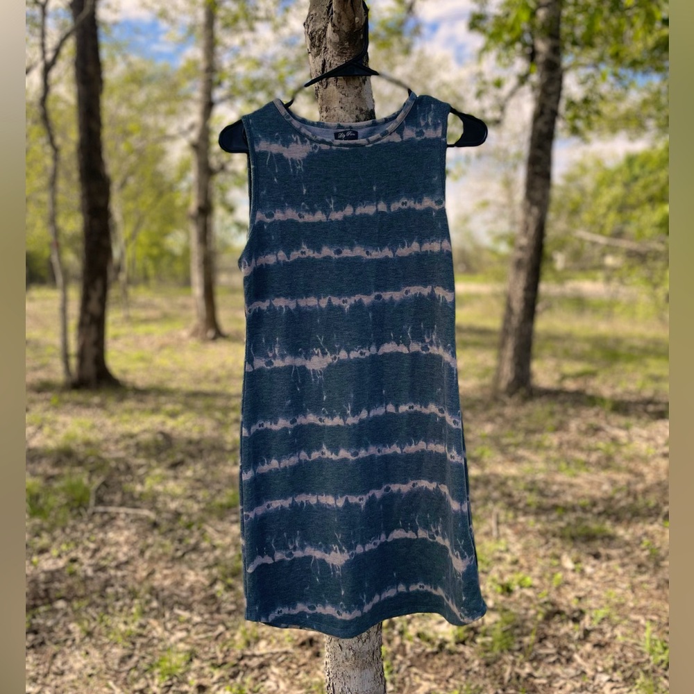 Gray Tie-Dye Tank Dress